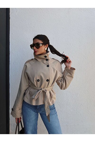 ESRAHELVACI Apolet Detail Belted Short Trench