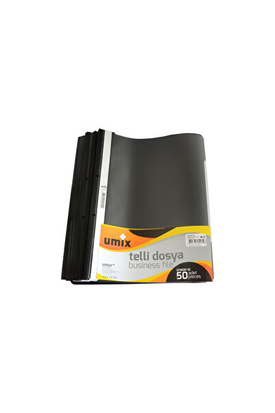 Umix A4 plastic folder with rails and perforations, black, 50 pcs/set
