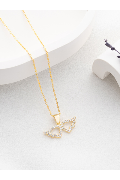 Two Arts Jewelry Kadın 925 Ayar Gümüş Melek Kanadı Kolyesi | Hediye Kutusunda