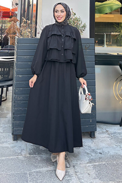 Tesettür Diyarı Set Hijab pentru femei, cu cămașă cu volane și top, disponibi...