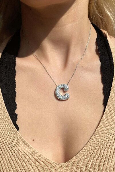 Spossy Silver Jewelry Bombeli C Harf Kolye