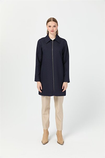 Esswaap Kendinden Dedenli Giy Çık Tunik Lacivert