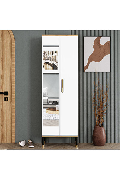 Kalender Dekor Demet-1 Ayaklı Aynalı Ayakkabılık Portmanto Vestiyer