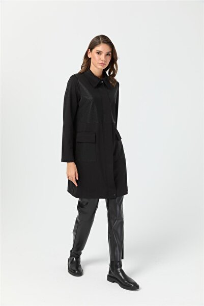 Esswaap İguana Desenli Giy Çık Tunik Siyah