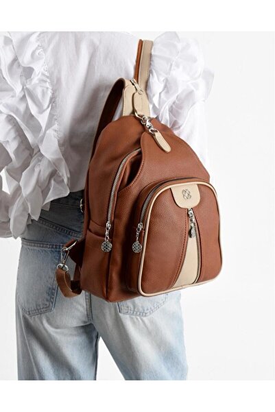 eflanmoda Soft Leather Women's Multi-Compartment Backpack Suitable for Everyday Use