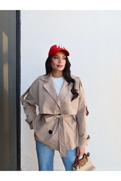 ESRAHELVACI Double-Breasted Collar Belted Trench