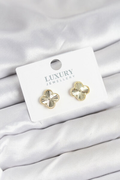 norsary Brass Gold Color Single Clover Women's Earrings