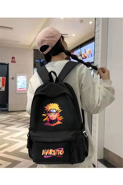 DEEFWEAR Black Anime Naruto Series Printed Course, Tutoring, Study School Backpack