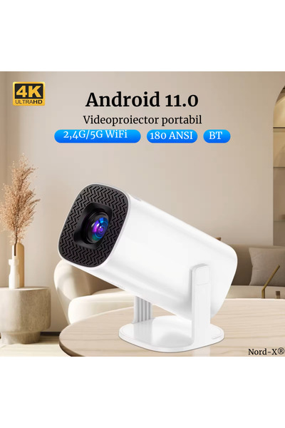 Nord-X Nord-X® GamePro Smart Video Projector, Android 11, 4K, 5G WiFi, Two Wireless Consoles, Retro Games