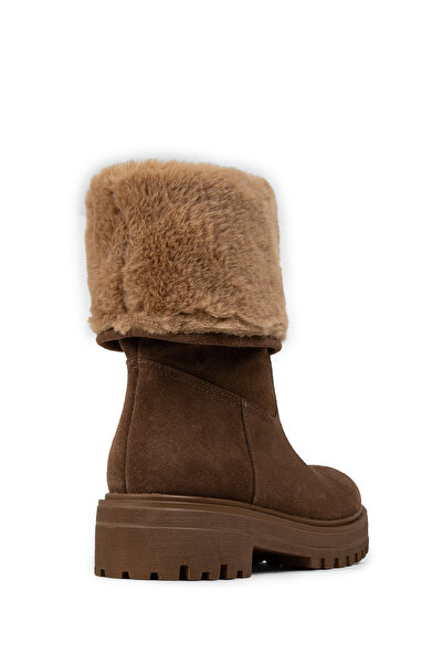 Deery Women's Genuine Suede Mink Colored Fur Boots