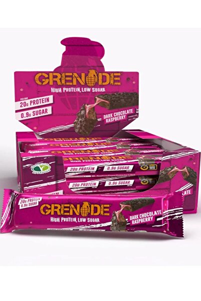 Grenade Dark Chocolate Raspberry Low Sugar High Protein Bar Pack of 12