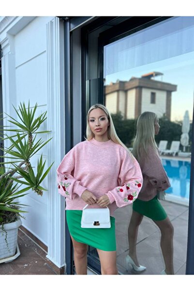 For Angels Pulover tricotat supradimensionat cu broderie