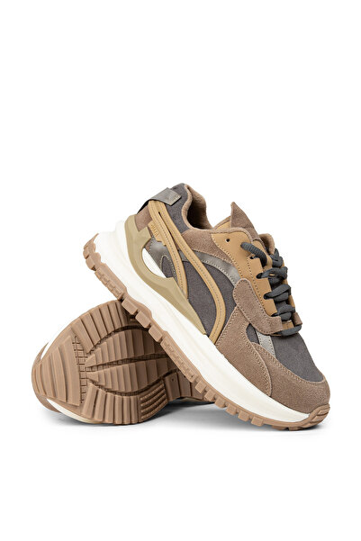 Deery Γυναικεία παπούτσια sneaker από γνήσιο καστόρι σε χρώμα βιζόν