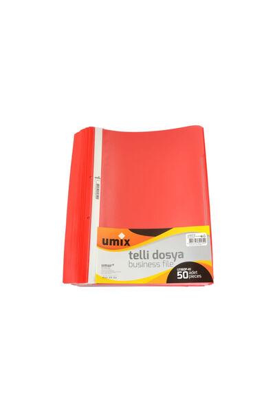Umix A4 plastic folder with rails and perforations, red, 50 pcs/set