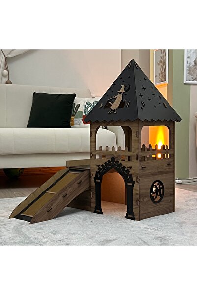 teknotrust İki Katlı Gizli Odalı Siyah Kedi Evi, Merdivenli Oyun Alanı