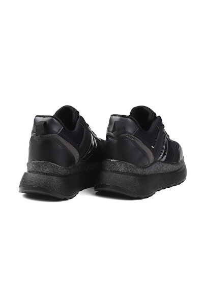 KAJILA Women's Black Glitter Sneaker Lightweight Orthopedic Daily Sports Shoes