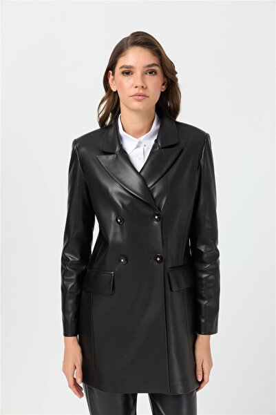 Esswaap Deri Ceket Siyah