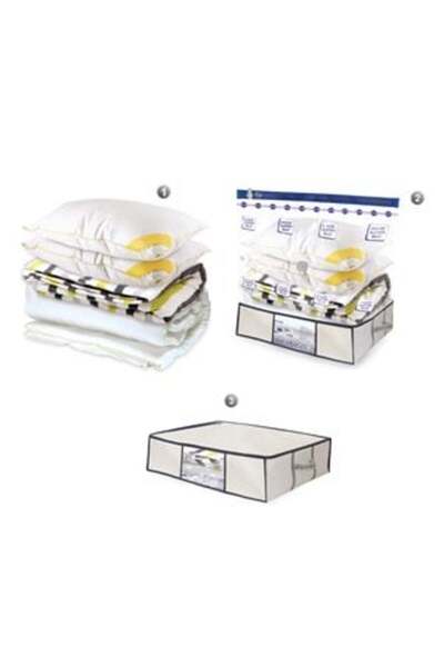 oemco Set Sac de Depozitare cu Vid & Husa Gri 70x105x50cm