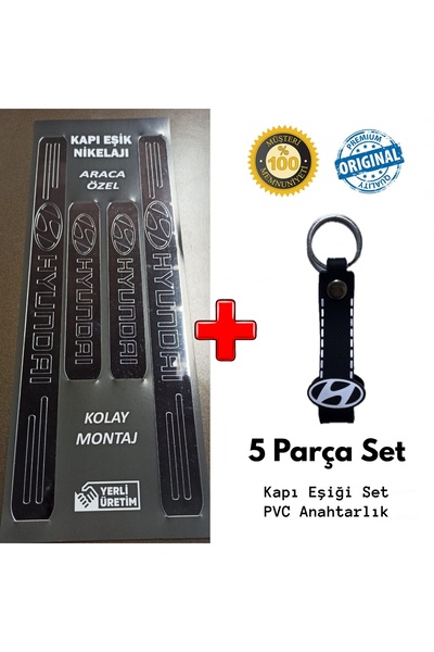 Lazer Store Hyundai Accent ile Uyumlu Kapı Eşiği ve Kauçuk Anahtarlık Set