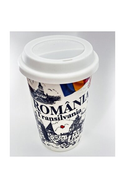 OEM Cana ceramica suvenir Romania Transilvania, capac silicon, 350 ml