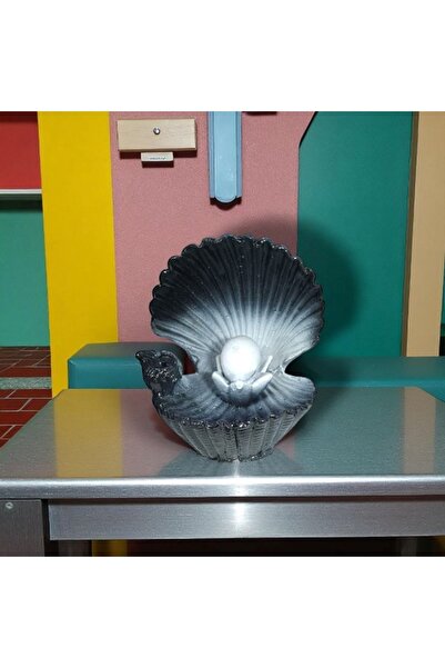 TBL DEKOR Siyah İstiridye Şeklinde Taş Tozu Tütsülük - İnci Detaylı Dekoratif...