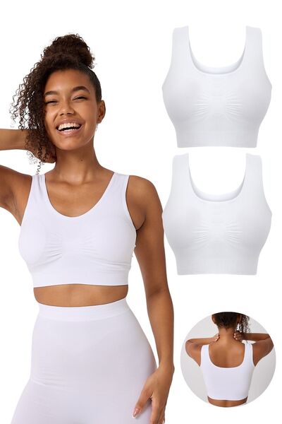 FOREVER MORE Σετ 2 γυναικείων μπουστάκια χωρίς ραφή με χοντρά λουράκια και ελαστικά επιθέματα