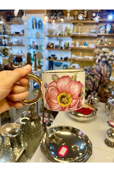 ÇIRPAN EV PEMBE FLOWER PORSELEN KUPA