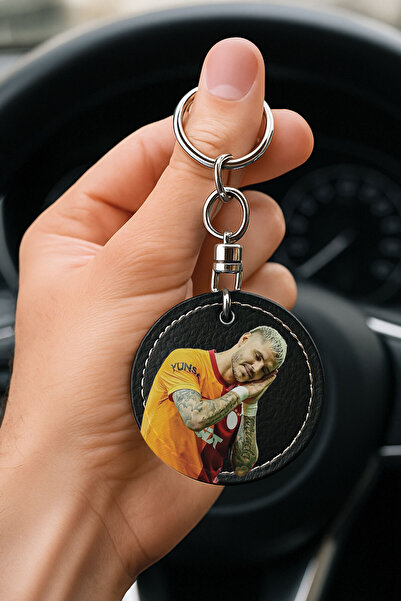 Cekuonline Patterned Leather Handmade Stitched Black Keychain for Auto Vehicl...