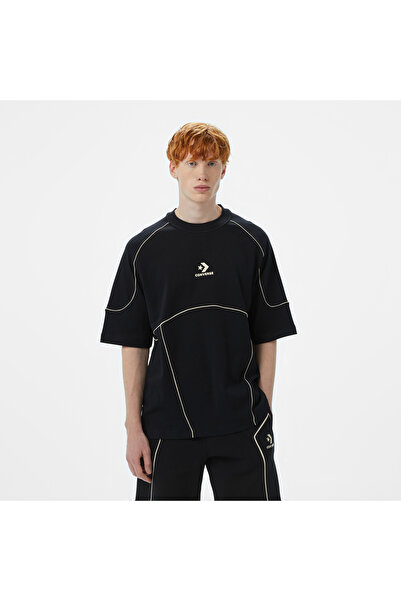 Converse Star Chevron Baskılı Erkek Oversize Fit Siyah T-Shirt