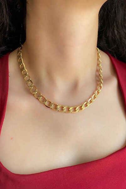 DEMOKAN Kadın Kolye Kararmaz 14k Altın Renk Vip Seri İthal Dokulu Klasik Zinc...