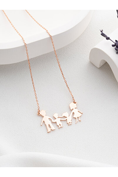 Two Arts Jewelry Kadın 925 Ayar Gümüş Aile Kolyesi | Hediye Kutusunda