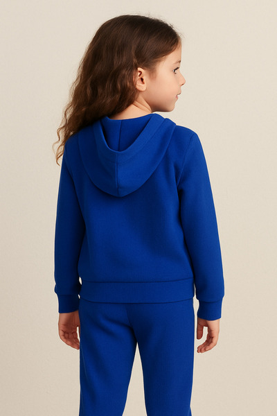 Yalçınoğlu Kids Детска суитшърт с качулка и цип, с панделка, мека и удобна, за училище, детска градина