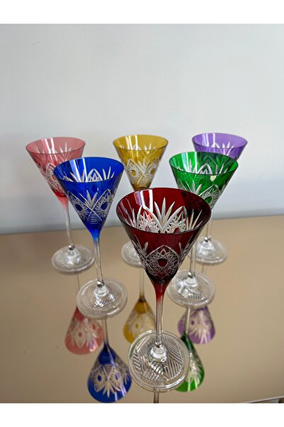 vanilya accessory 6’Lı kristal kahve yanı bardak-El kesmesi dekorlu