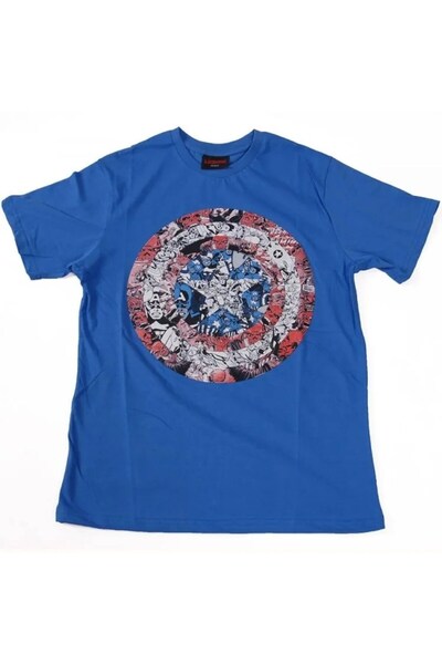 Genel Markalar Marvel Captain America Shield No:2 Tişört Mavi