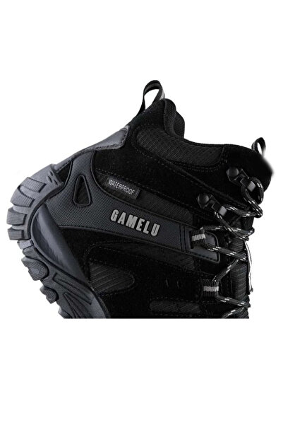 GAMELU Ανδρικά αθλητικά παπούτσια 23 KM Fight, μαύρα από γνήσιο δέρμα, ορθοπεδικά, αδιάβροχα, αδιάβροχα αθλητικά παπούτσια