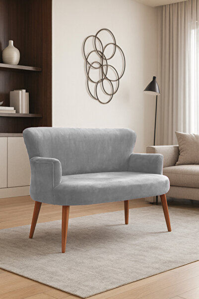 Azra Mobilya Roma Modern İkili Koltuk - Babyface Kumaş - Kapitonesiz - Ahşap ...