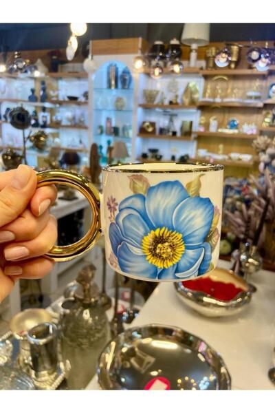 ÇIRPAN EV MAVİ FLOWER PORSELEN KUPA