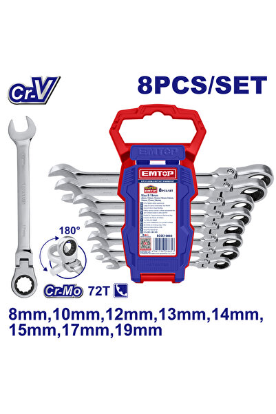 EMTOP Set chei flexibile cu clichet, 8 buc. - ECSS10803,