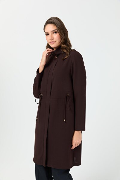 Esswaap Büzgü Detaylı Giy Çık Tunik Kahve