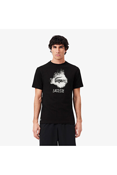 Lacoste Erkek Regular Fit Bisiklet Yaka Baskılı Siyah T-Shirt
