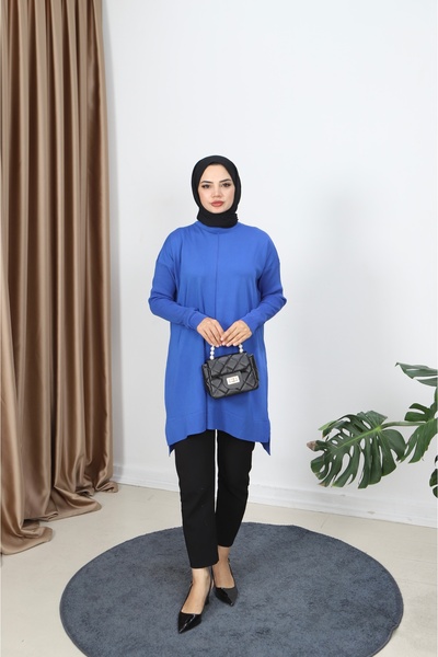 NİSUM MODA Ribbed Mercerized Tunic with Sleeves