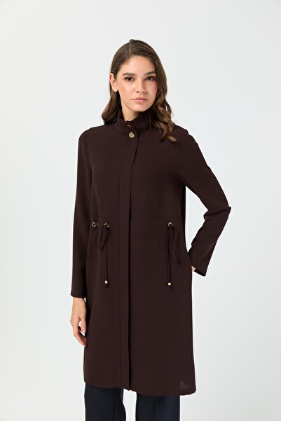 Esswaap Büzgü Detaylı Giy Çık Tunik Kahve