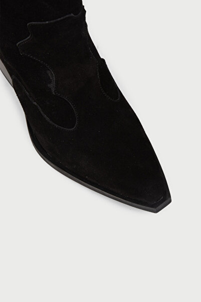 Deery Kadın Hakiki Süet Siyah Western Bot