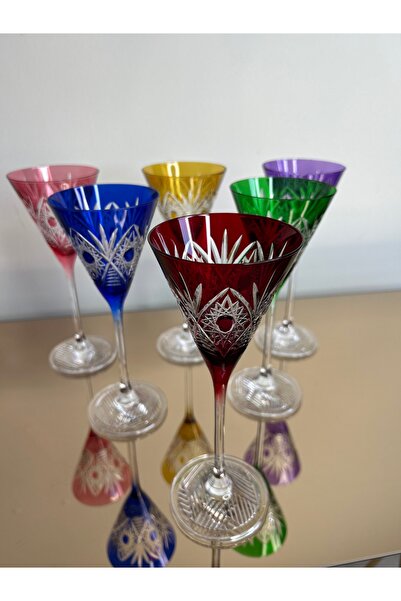 vanilya accessory 6’Lı kristal kahve yanı bardak-El kesmesi dekorlu