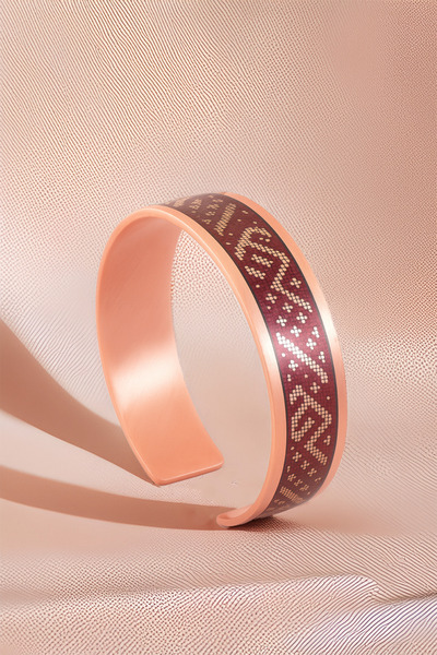 OSMANLI GÜMÜŞ Women's Copper Bracelet Ring Set - Eva Model Special Edition Metal Box and Quartz Stone