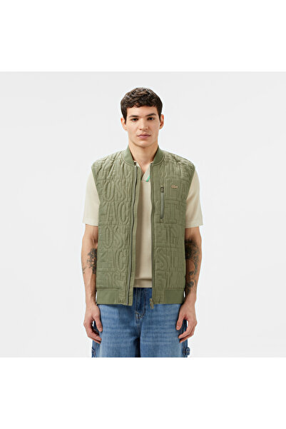 Lacoste Erkek Regular Fit Dik Yaka Kapitone Yeşil Yelek