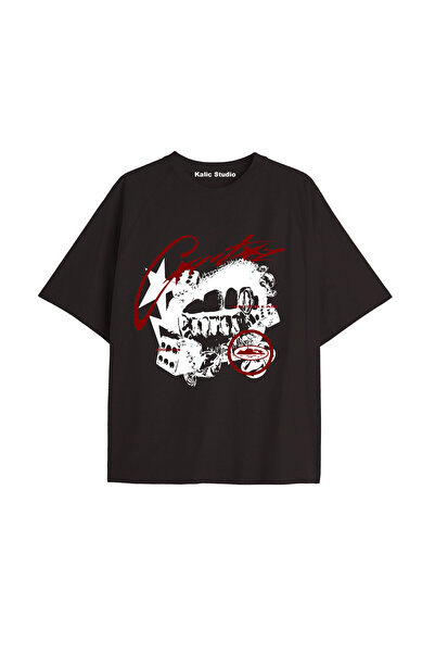 Gries tricou oversize unisex crtz lips negru