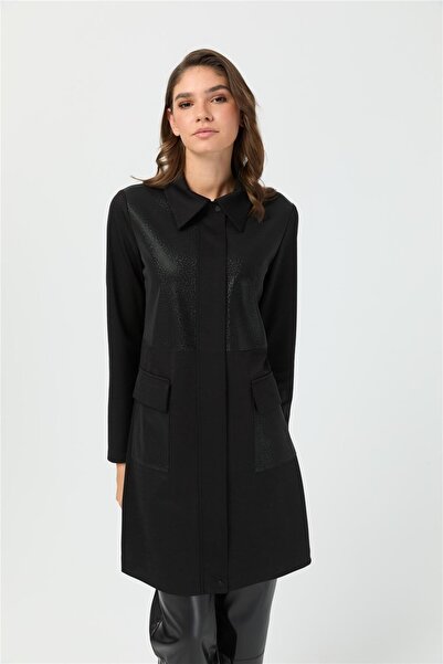 Esswaap İguana Desenli Giy Çık Tunik Siyah