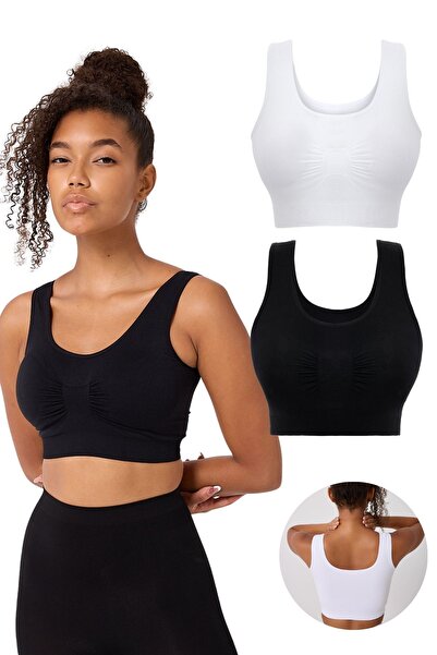 FOREVER MORE Σετ 2 γυναικείων μπουστάκια χωρίς ραφή με χοντρά λουράκια και ελ...