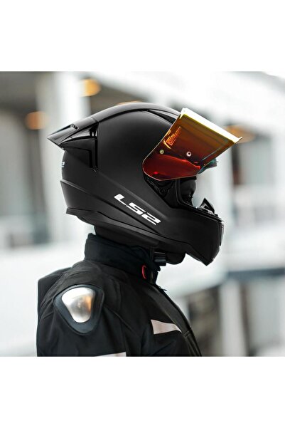 LS2 RAPID 2 R MAT SİYAH MOTOSİKLET KASKI IRIDIUM KIRMIZI VE ŞEFFAF VİZÖR + SPOİLER